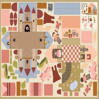 Baumwoll Popelin Panel Prinzessin Schloß ca. 1m hoch
